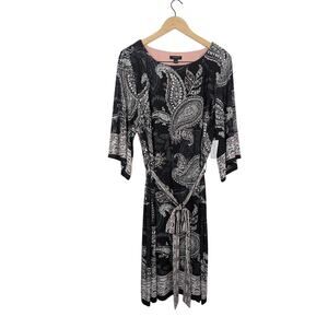 NWT Lane Bryant Paisley Tie Front 3/4 Bell Sleeve Dress